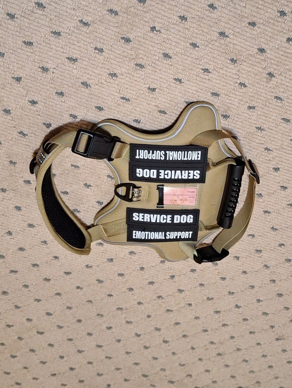 Adjustable Tan Service Dog Harness with Handle - Emotional Support Vest